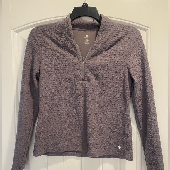 Apana gray Quilted Lightweight Long Sleeve Half Zip Yoga Top Size Medium - Picture 1 of 5
